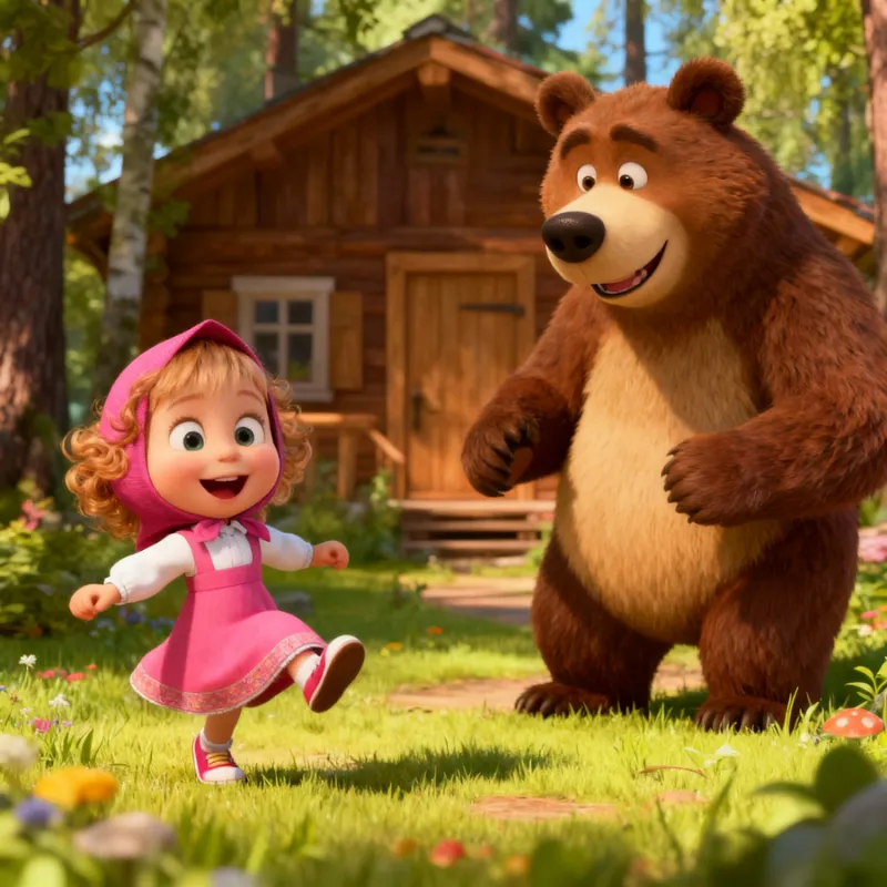 Стиль мультфильма Маша и Медведь